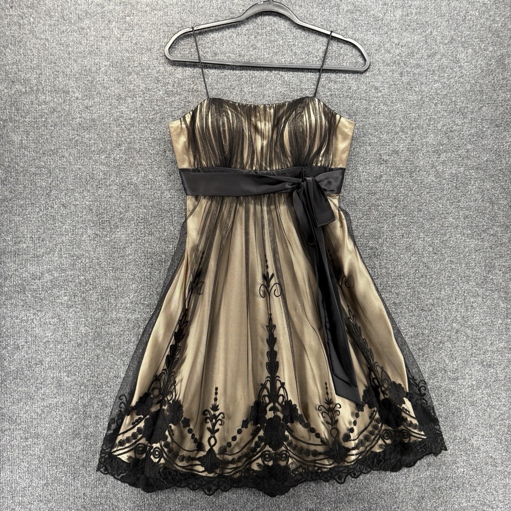 Dressbarn Dress Womens 6 Black Mesh Flowy Babydoll Fairy Grunge Whimsigoth 90s